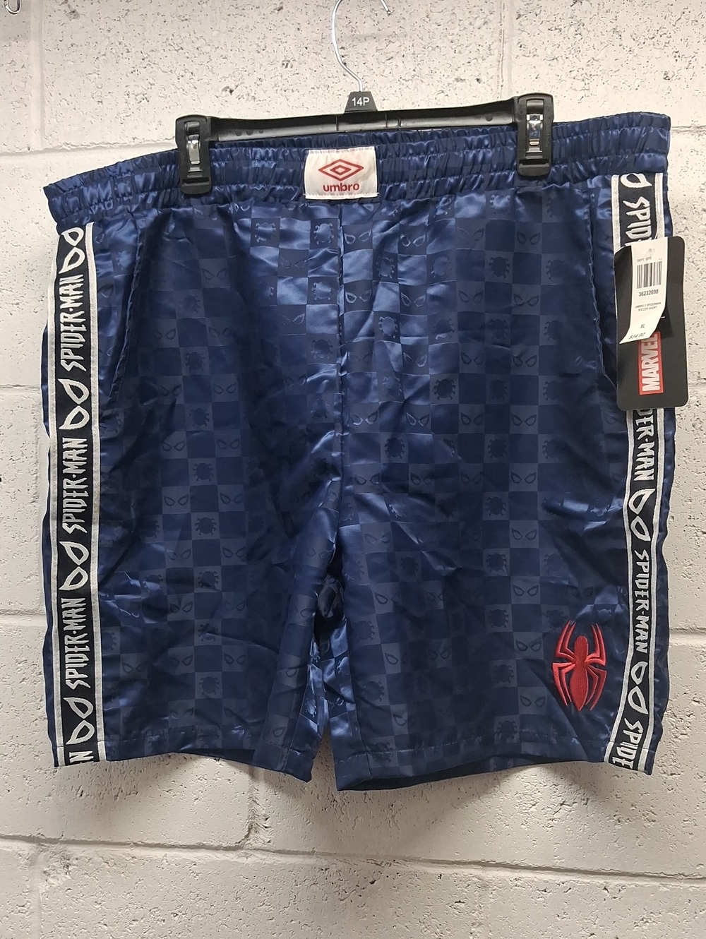 NWT Umbro Men's Spider-Man Blue Athletic Shorts